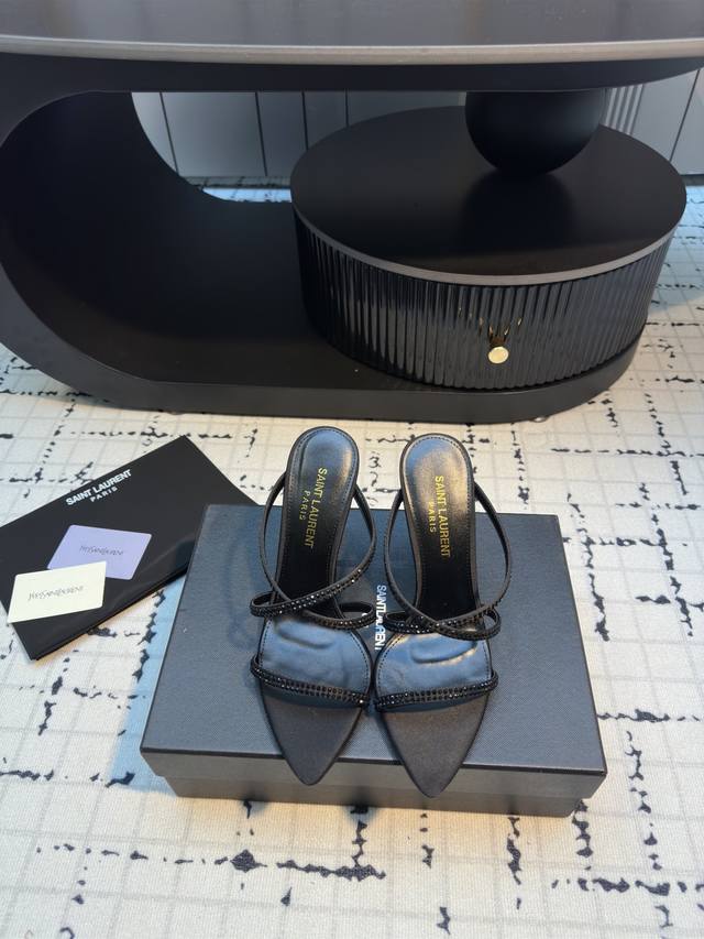 Saint Lauren* Ysl Yang Shulin new rhinestone high-heeled cross sandals for young
