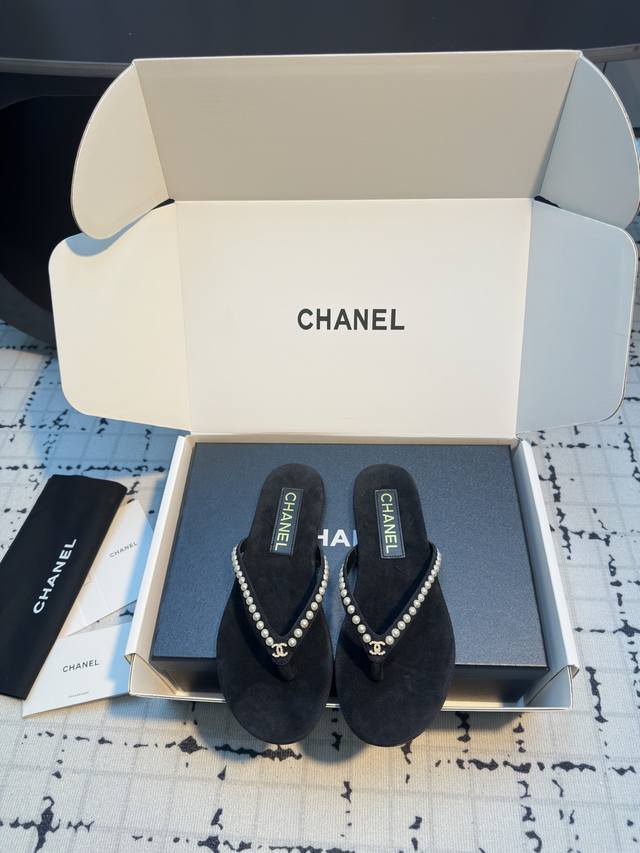 Chane* Chanel 25C pearl flip-flops The original version is purchased and customi