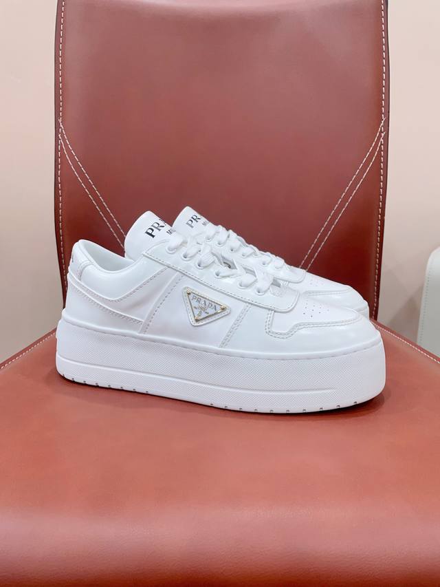 Certified Prad* P's 24Ss Spring Casual Shoes Series Thick-soled cowhide casual s