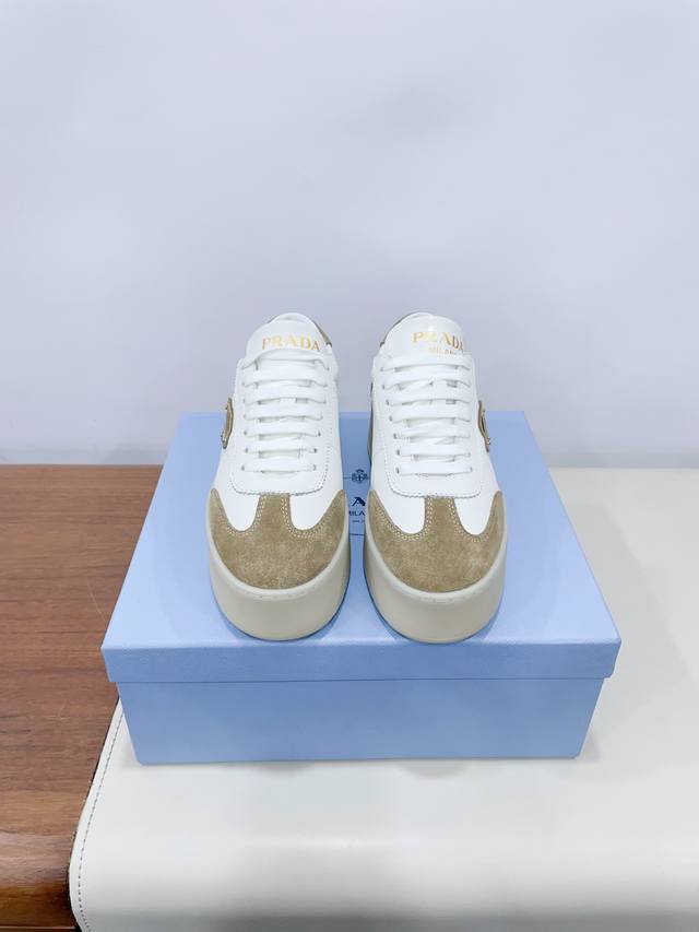 Prad* P 25Ss Spring Casual Shoes Series Thick-soled cowhide casual shoes Origina