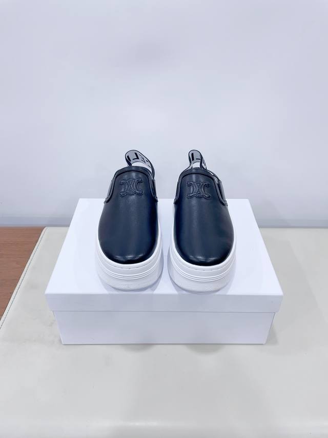 Celin*Celine thick-soled casual shoes with Celine logo on the tongue and back of