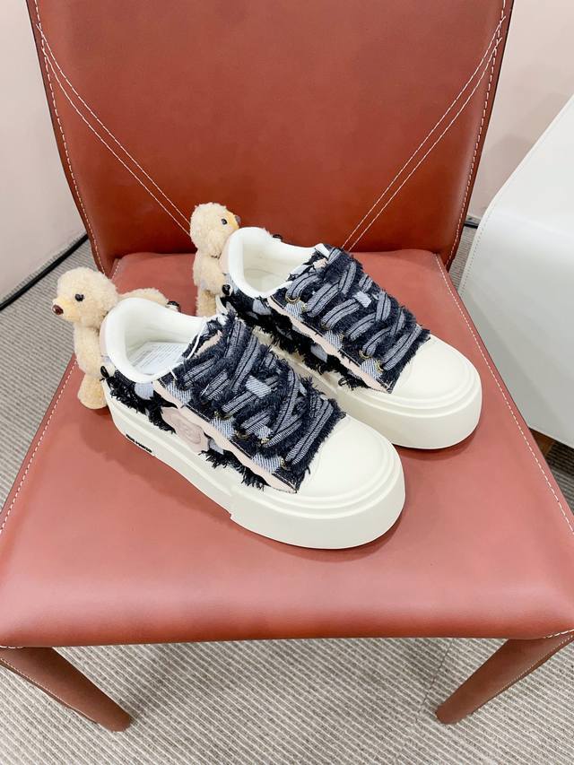 13Demarz* Niche fashion brand 24Ss new thick-soled canvas casual shoes with bear