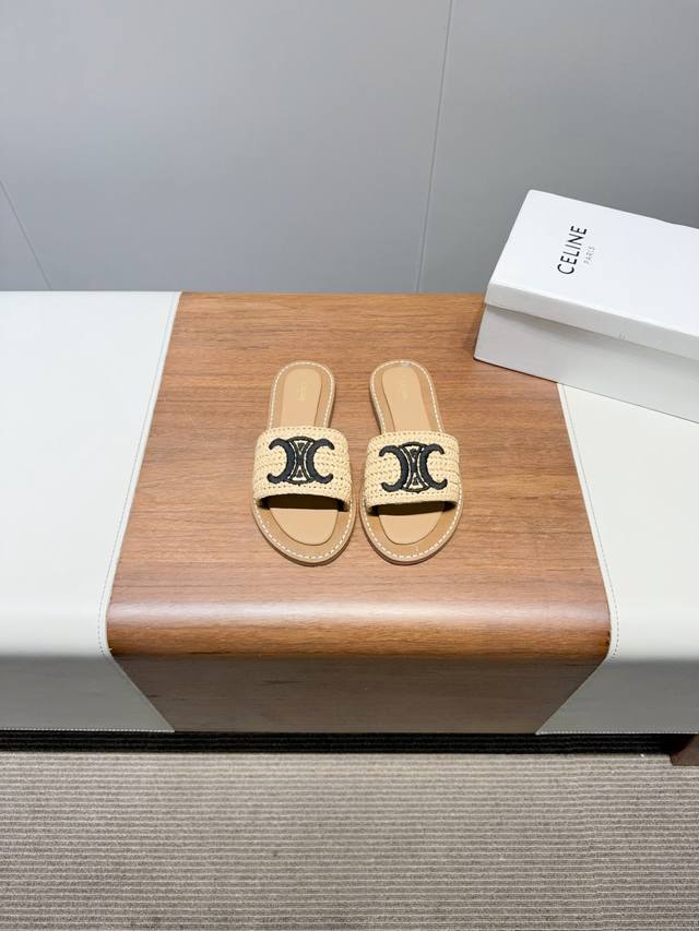 Celin-Celine 25Ss Spring and Summer New Slippers Arc de Triomphe British Style F