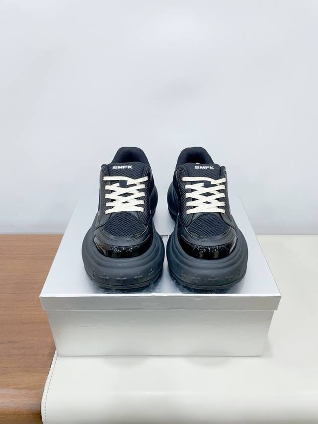 Smf* Niche fashion brand hot style design embossed thick-soled sports shoes casu