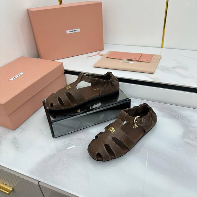Factory Price Pp Miumiu Miu Miu Ss Early Spring New Slip-On Lazy Sandals Officia