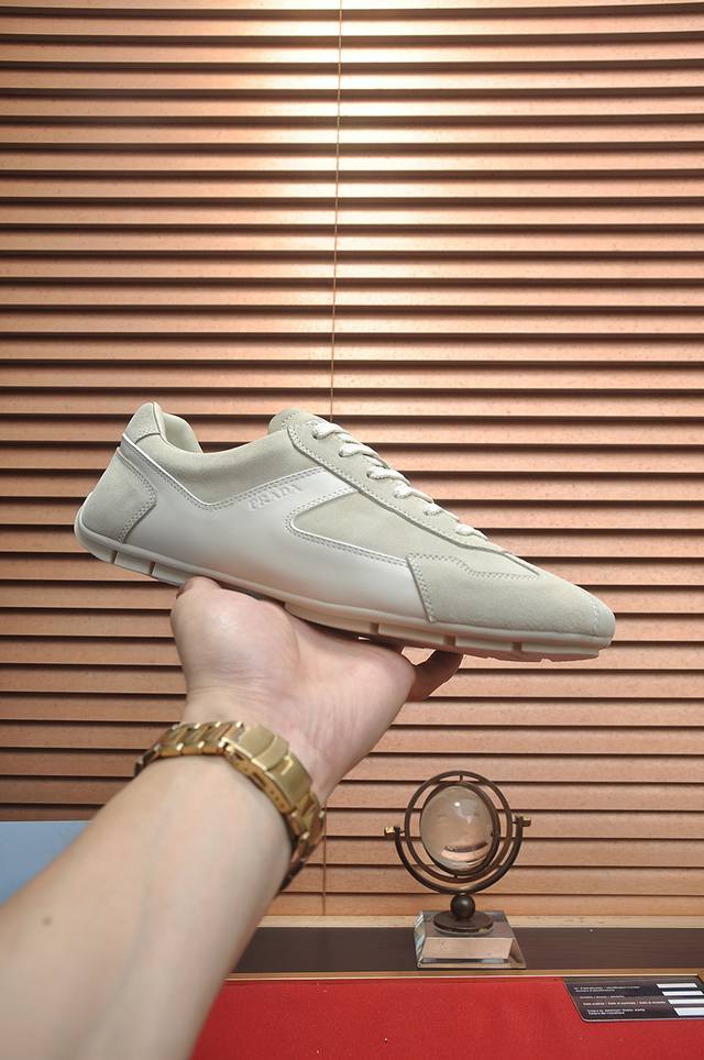 Prada couple casual shoes, original 1:1 development, high-merced cowhide with im