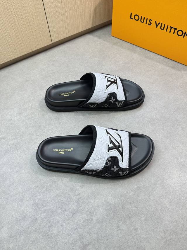 L size: 38-45 Top purchasing Lv men's summer slippers, 1:1 high-end quality uppe