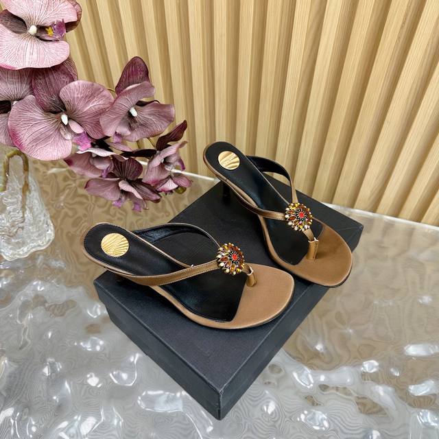 Top quality 2025 early spring new Ysl Saint Laurent wedge heel silk cross-strap