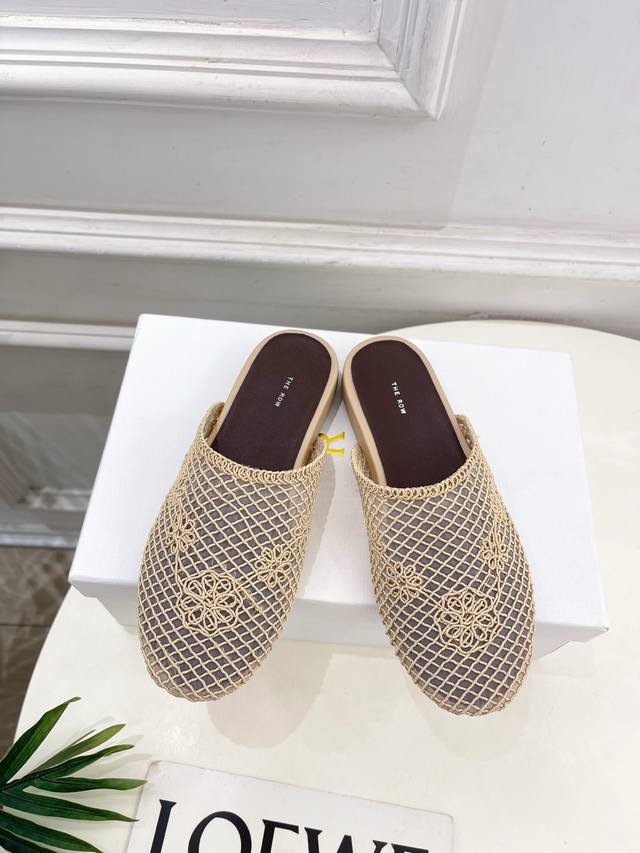 The Row 2025 Spring and Summer New Mesh Lazy Half-Slippers As the most popular d