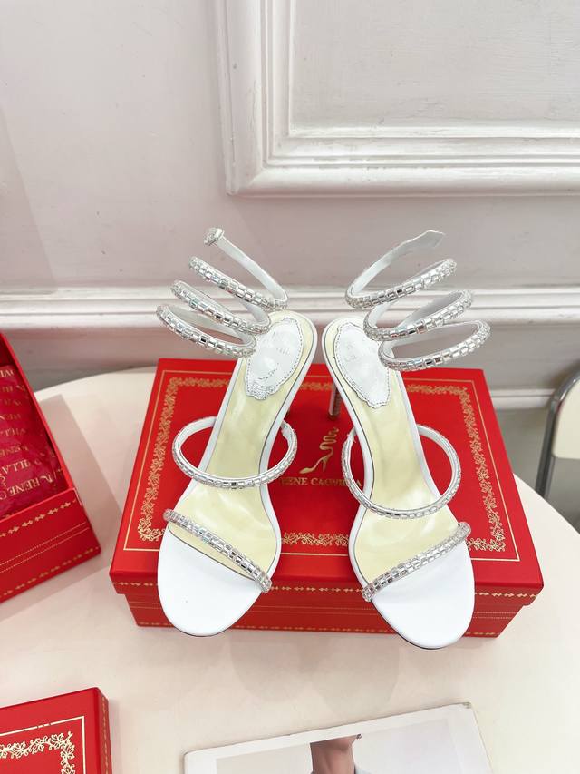 Rene Caovilla 25Ss latest Rc snake-shaped Cleo crystal glass diamond high-heeled