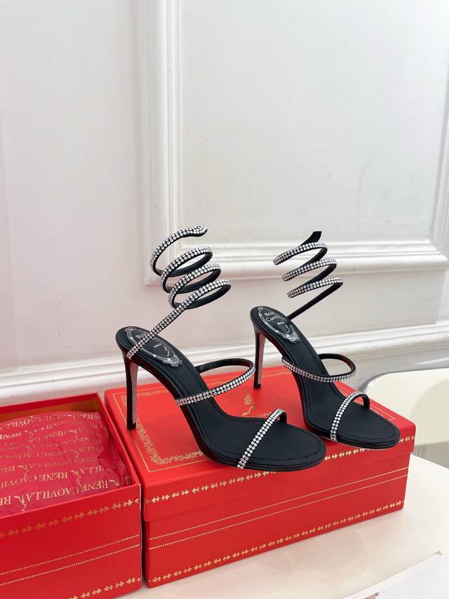 Rene Caovilla 25Ss latest Rc snake-shaped Cleo crystal diamond high-heeled sanda