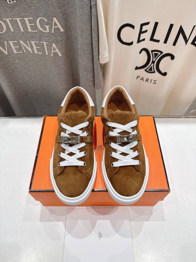 High version factory men's size +10 Hermes Hermes H home 25Ss new couple lace-up