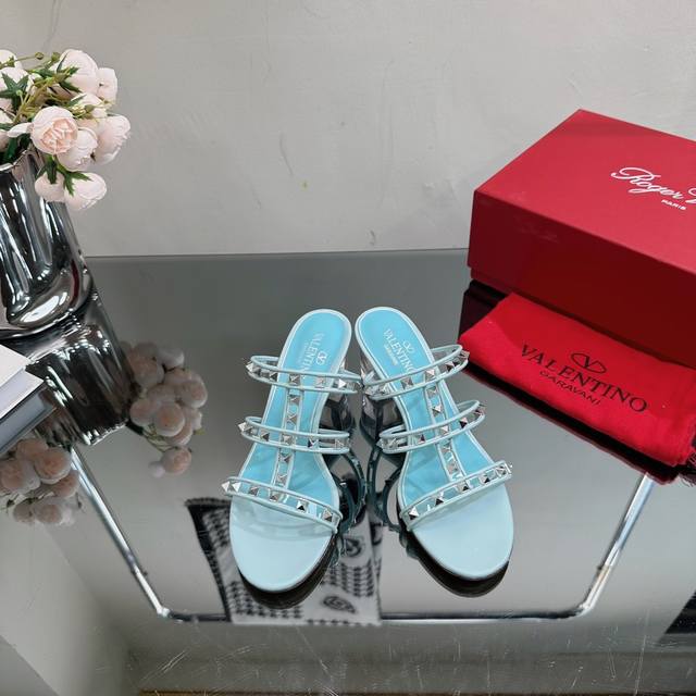 Valentino 2025 Spring and Summer New Transparent Crystal Heel Sandals Valentino