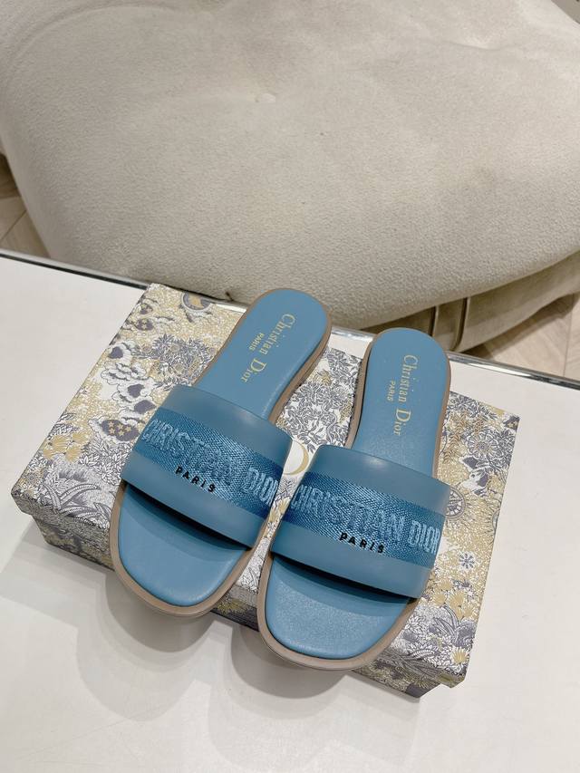 rubber sole leather sole Dior Dior spring and summer new Dway flat flip flops co