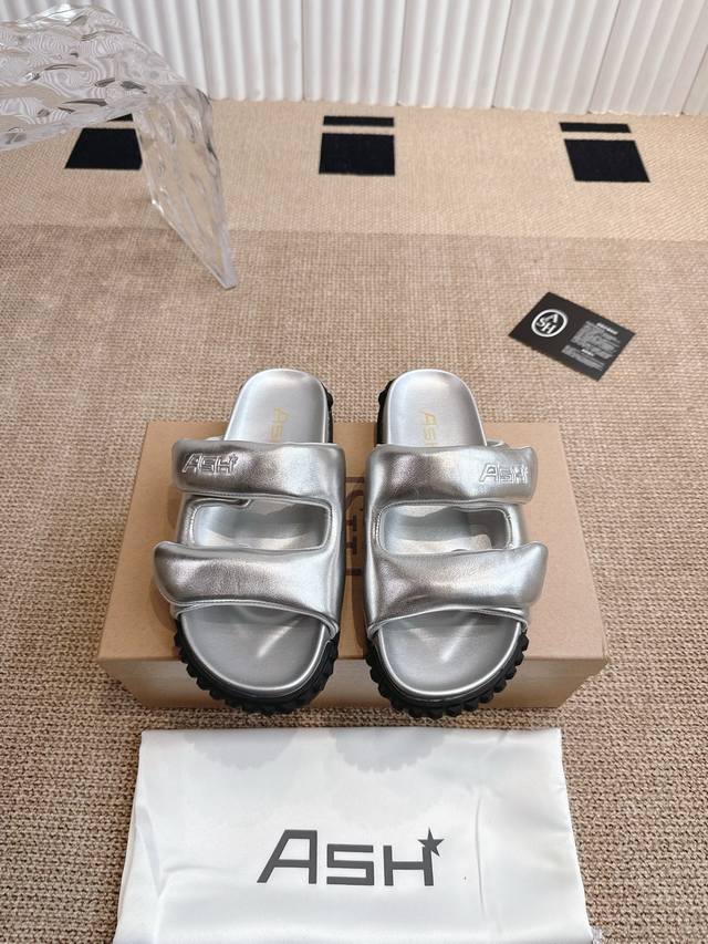 Ash 25Ss Spring and Summer new series casual flat slippers Synchronized new text