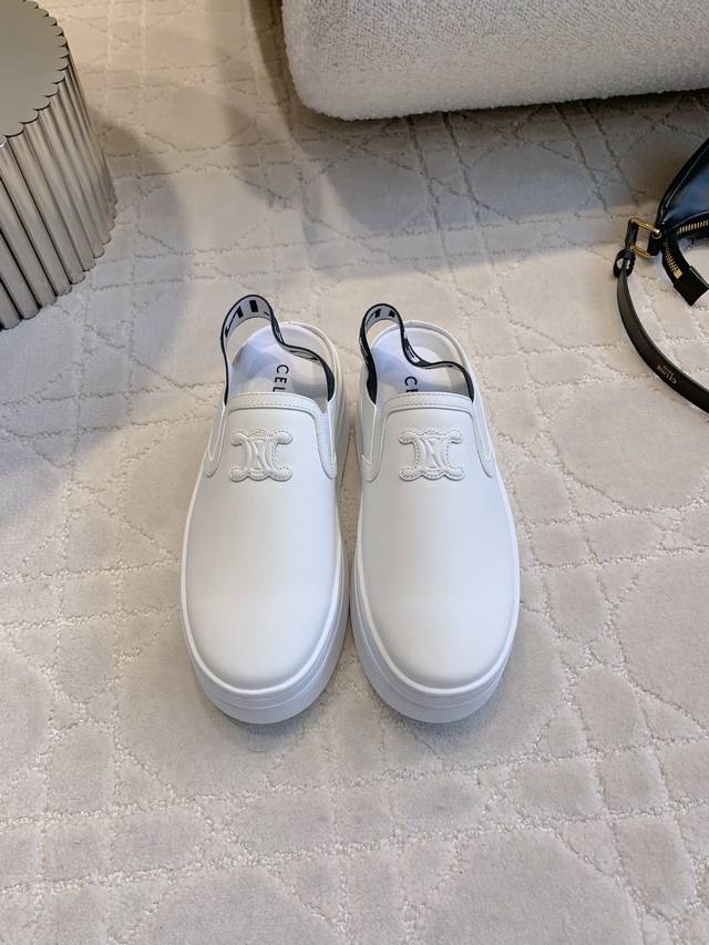 Factory price P Celin* New thick-soled half-slippers Classic color matching, ver