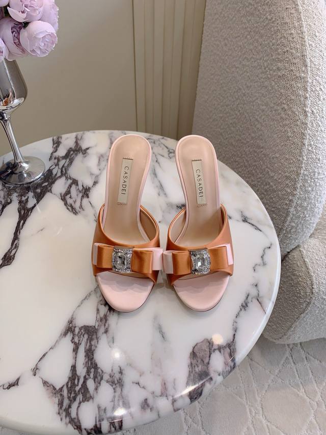 Factory price P Casadei new rhinestone bow high-heeled sandals original custom s