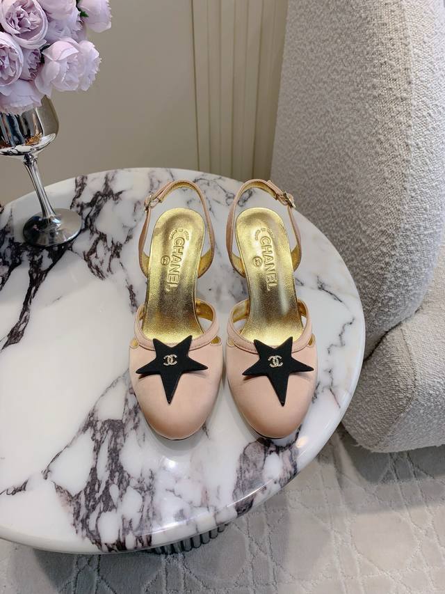 Factory price P Chane* new five-pointed star back high heels Chanel high-end fee