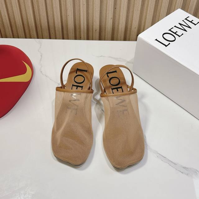 Loewe 25Ss spring and summer new ice silk cat heel slippers Real air-conditionin