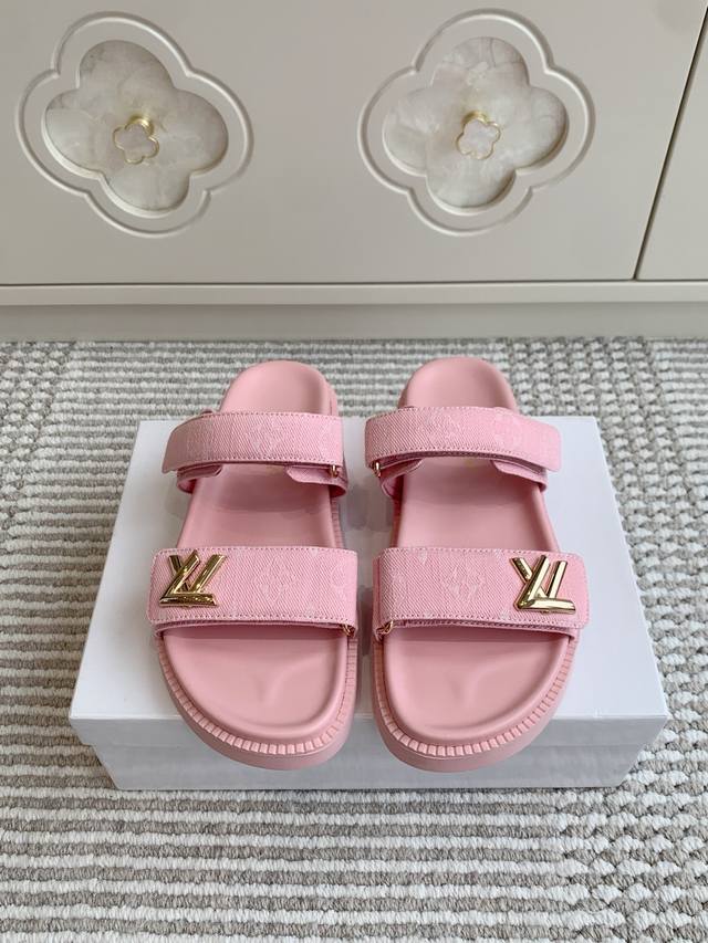 batch of slippers and sandals Louis L Donkey Lv denim denim presbyopia thick sol