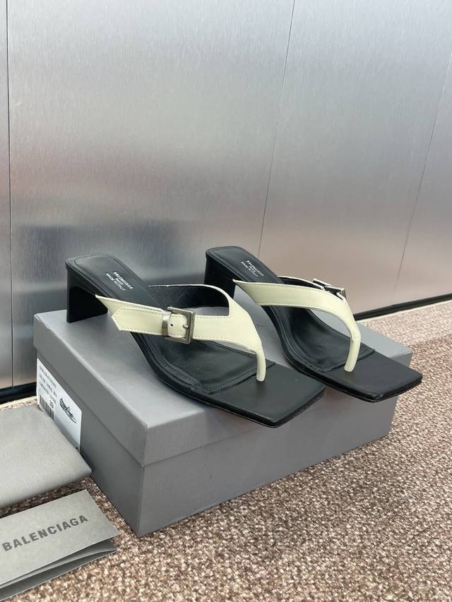 Factory P price P Balenciaga 2025 spring and summer new square toe thick heel me