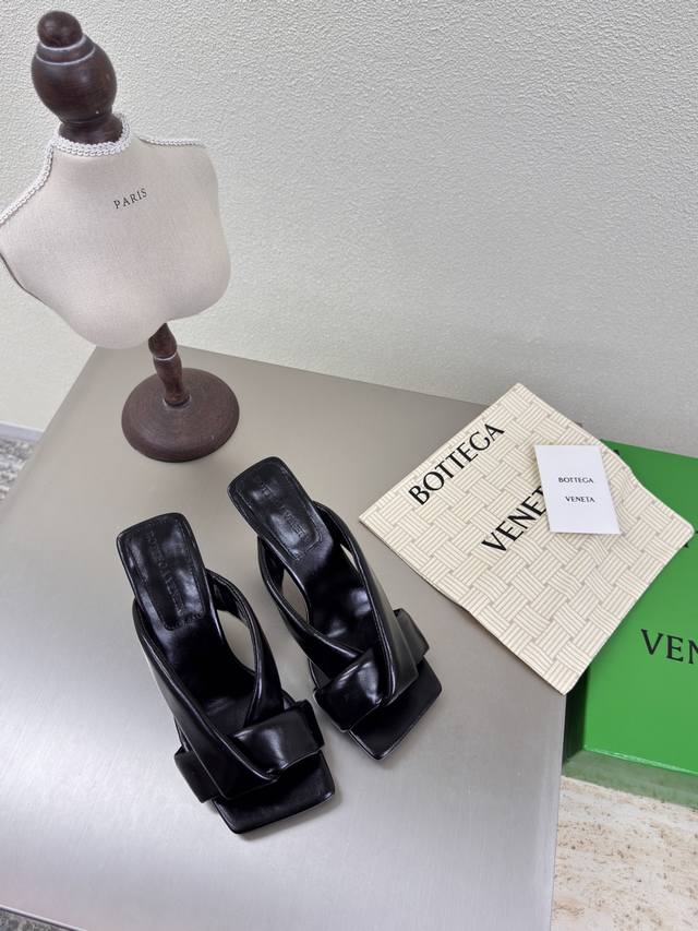 Bv Riva Women's Muller Slippers Series High heel 9Cm Handmade Black This classic