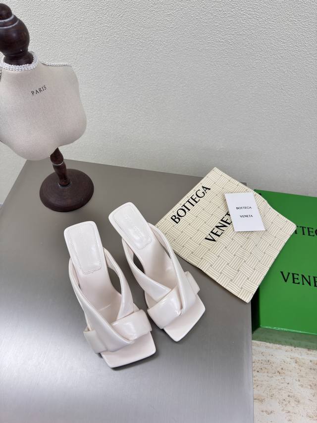 Bv Riva Women's Muller Slippers Series High heel 9cm Handmade Off-white This cla