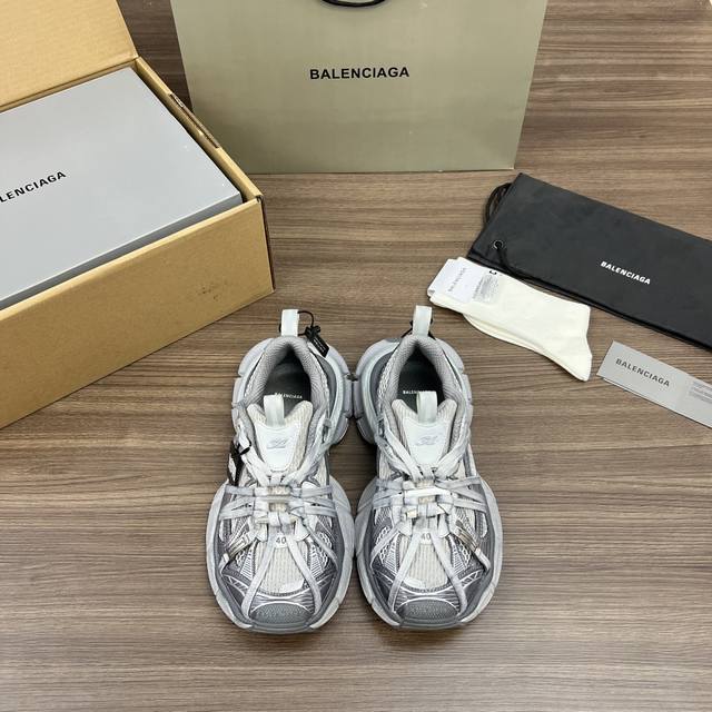 Top version Balenciaga 3Xl buckle strap round toe lace-up low-top dad shoes gray