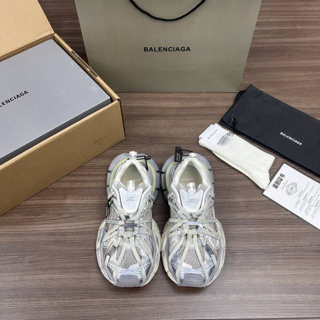Top version Balenciaga 3Xl buckle strap round toe lace-up low-top dad shoes Beig