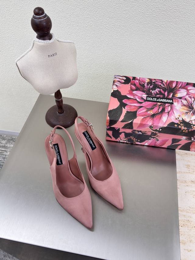 Metal high heels with slingback high heels for women Pink Dolce&Gabbana silk hig