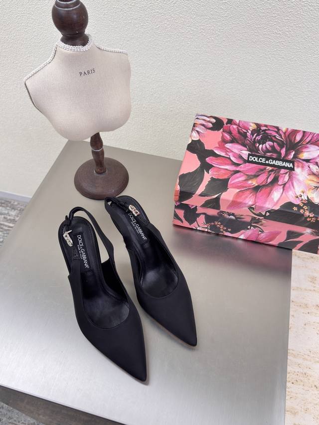 Metal high heels, silk slingback high heels for women Black The moment you put o