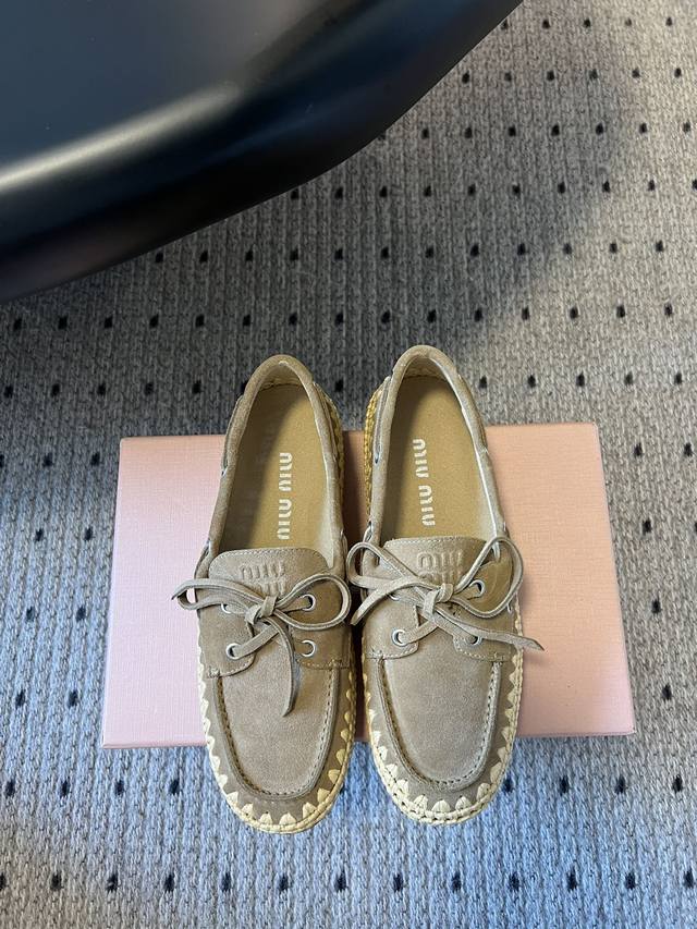 Miu Miu* 25Ss raffia Mary Jane flats Purchasing level Purely hand-woven with the