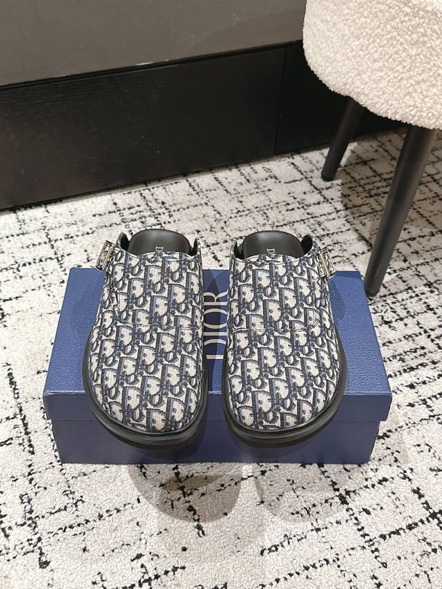 Men's Top Version # Dior 25 Alias Calfskin Alloy Buckle Closed Toe Birkenstock S