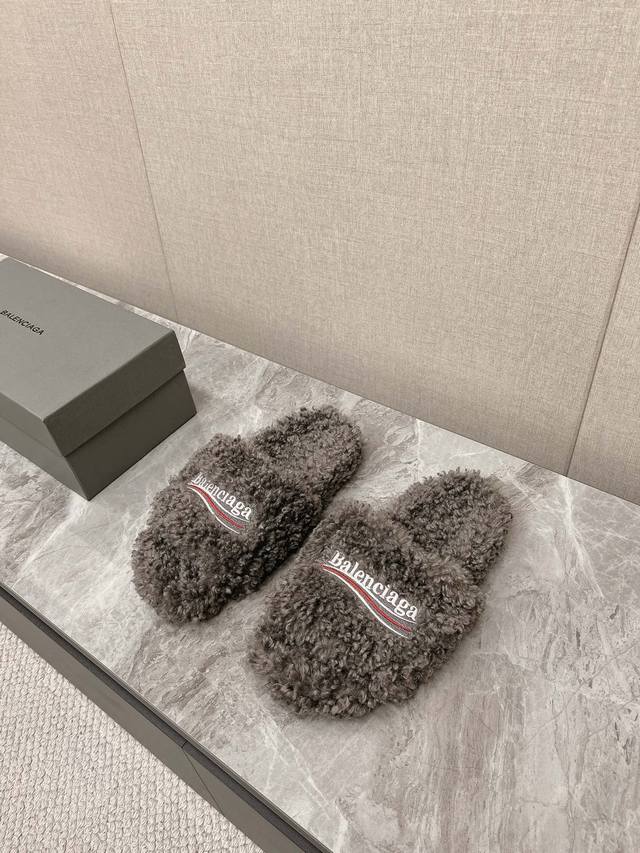 Balenciaga's new couple cotton slippers Coke embroidered twill brushed cotton sl