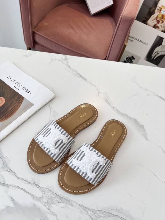 leather sole, rubber Celine's new spring and summer half-slippers use original c