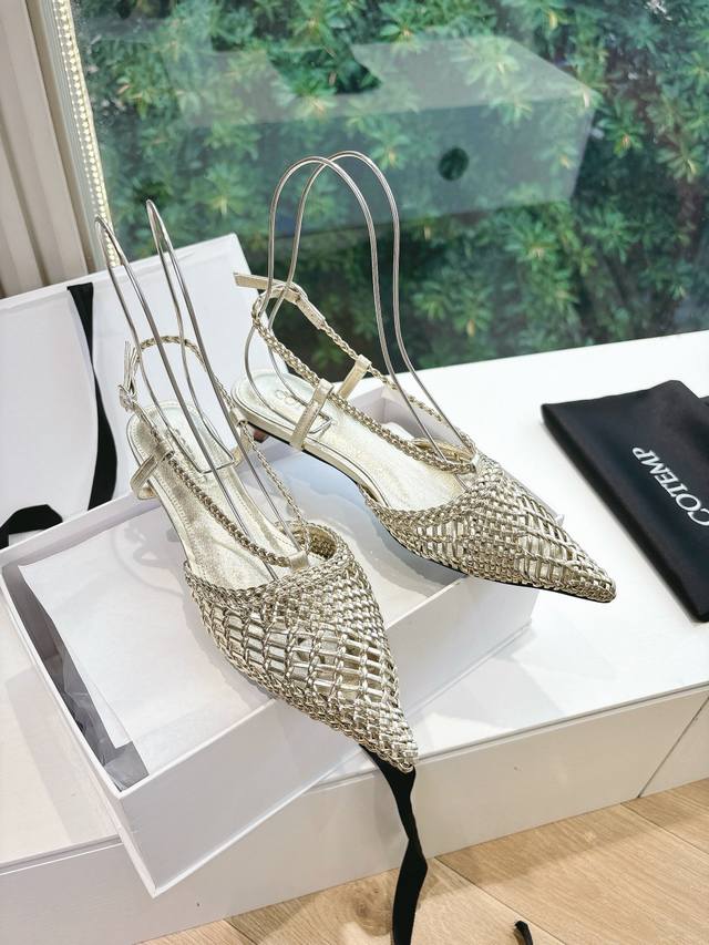 G213Cotem*25S Spring and Summer new pointed cat heel Roman braided sandals are a