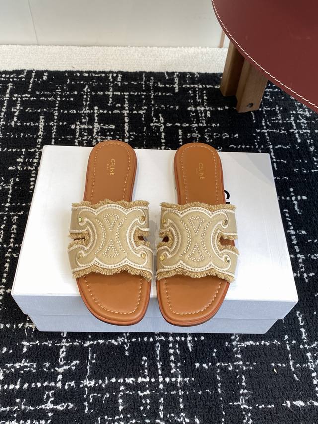 Purchasing level Celine 25Ss spring and summer new slippers Arc de Triomphe Brit