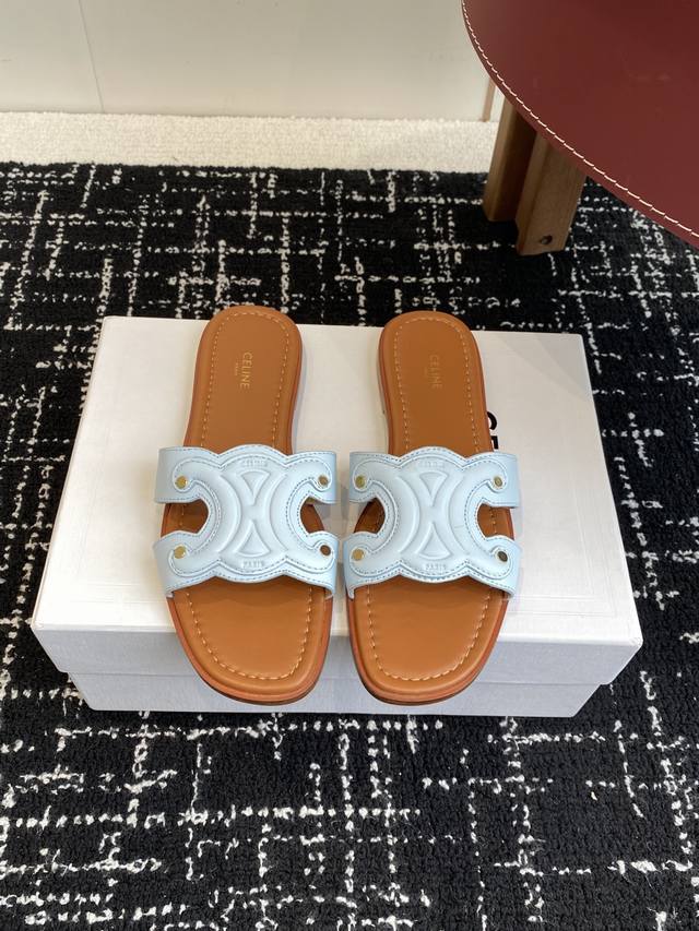 Purchasing level Celine 25Ss spring and summer new slippers Arc de Triomphe Brit