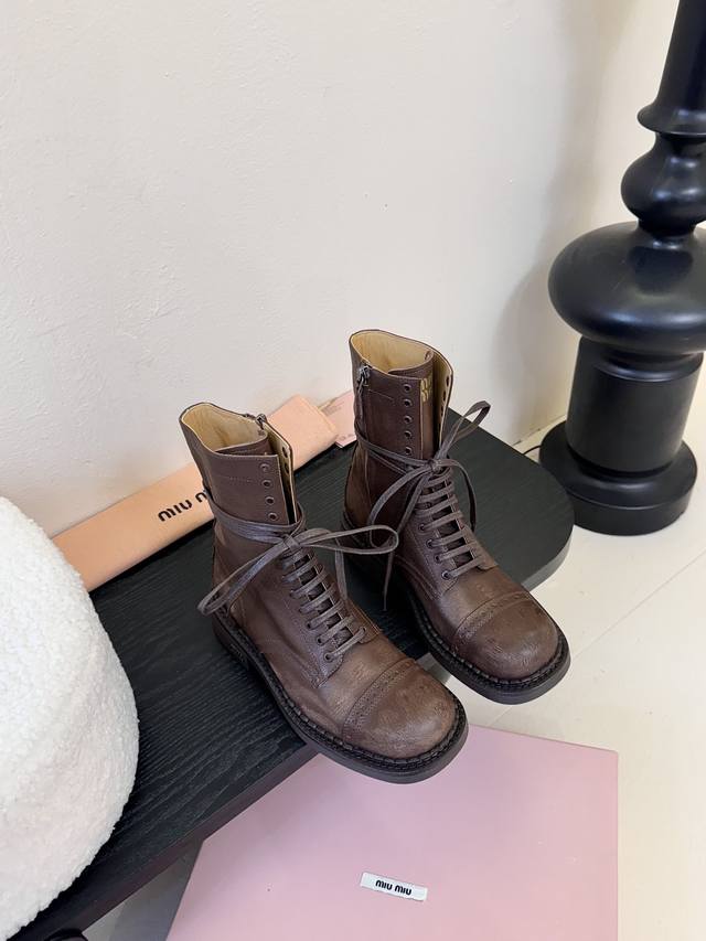 Miu Mi* catwalk style motorcycle retro long boots and short boots The catwalk st
