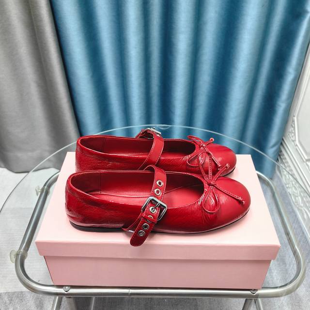 Miu Miu's new belt buckle Mary Jane ballet loafers at the 2025 Spring/Summer Fas
