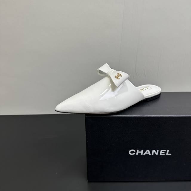 Chanel Chanel style lazy pointy toe bow half slippers Fashionable and fast, coll