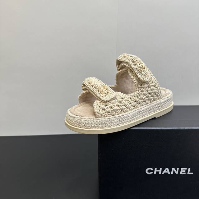 Chanel 25P Velcro Wool Braided Beach Sandals Chanel's series of sandals are very