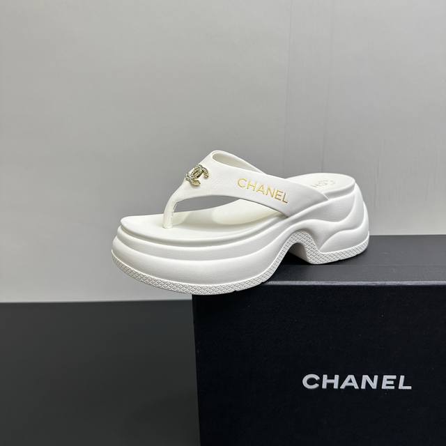 Chanel 25Ss spring and summer new Chanel letter diamond buckle thick-soled slipp