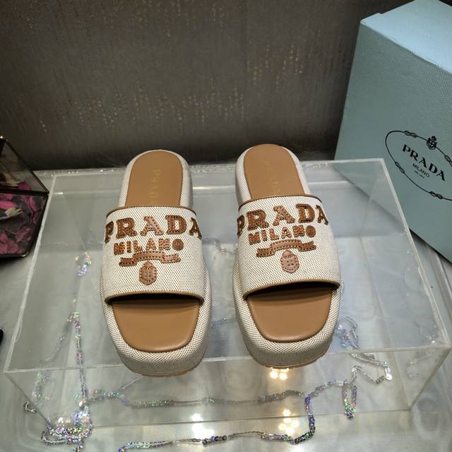 out~ Prad*25 new spring and summer holiday style thick-soled sandals! Lazy peopl