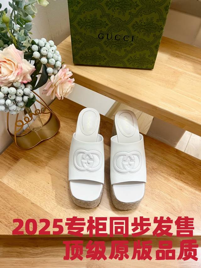 25Ss Early Spring Gucci Straw Bucket Shoes Thick-soled Wedge Sandals will bring