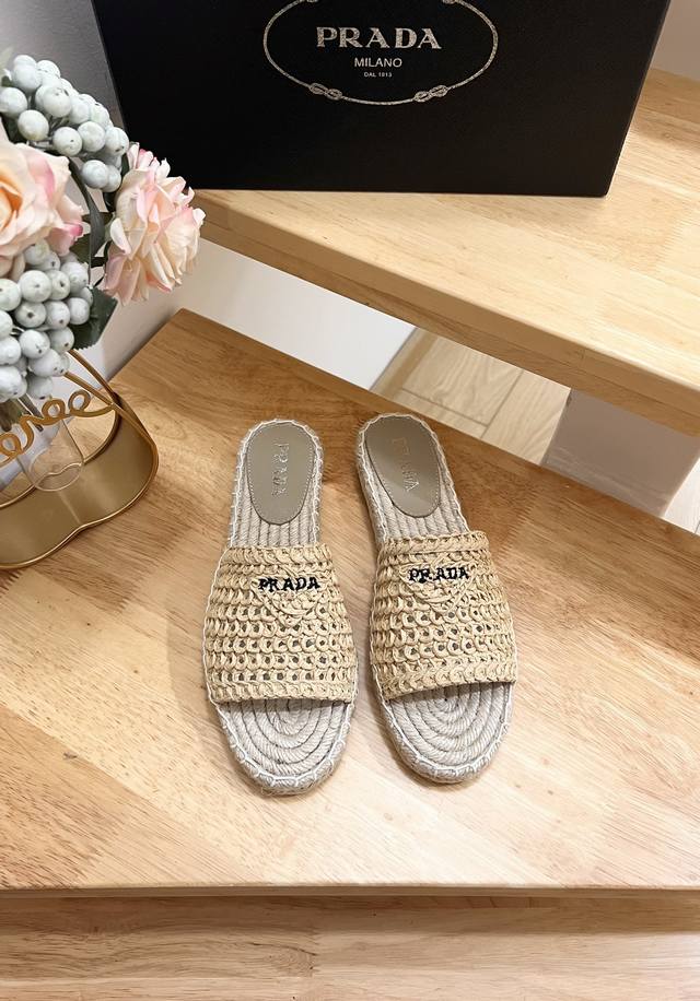 Brand: Prada Product Name: Prada Logo Detail Slippers Espadrilles Color: F0018 O