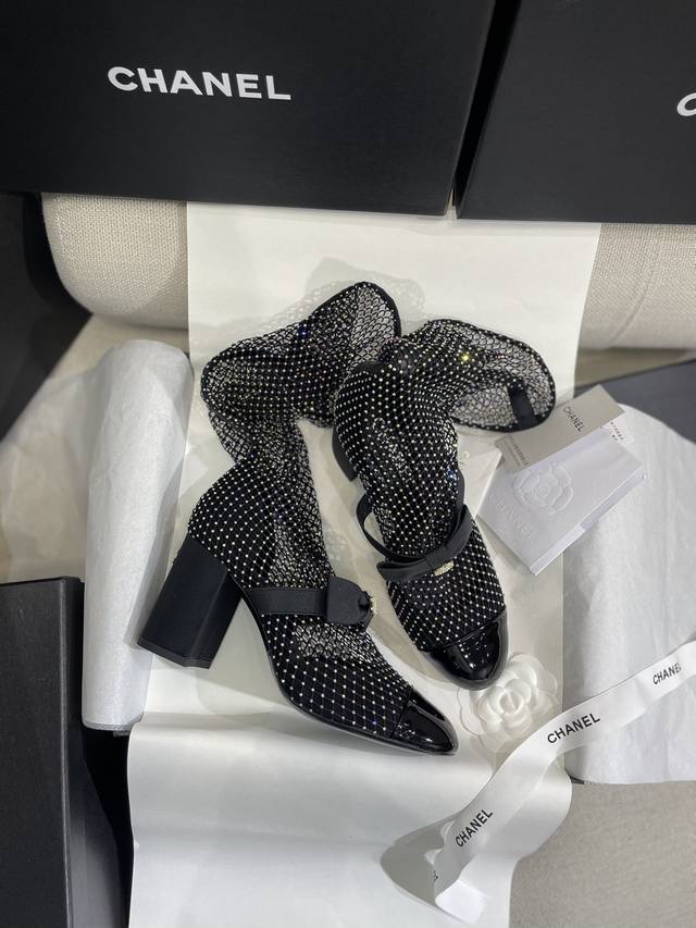 New Black Diamond-High Heels Chane* Xiaoxiang 23P Autumn and Winter Double C Pea