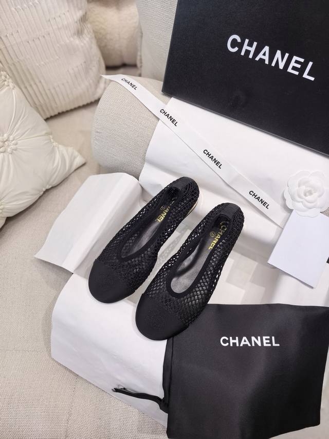 New Chane* Coco mesh breathable hollow mesh flat ballet shoes Original high qual