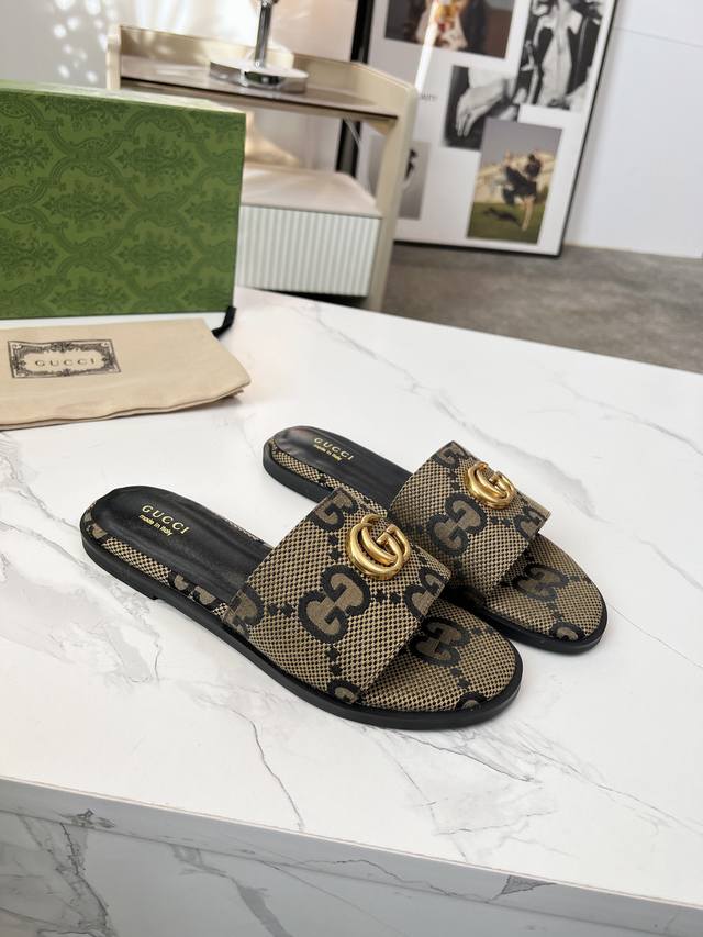 Guccl, 25 spring and summer new casual women's interlocking double G sandals, 35