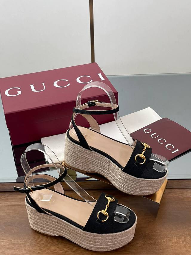 Gucci 25 new Gg horsebit straw thick-soled sandals Regular size: 35-39 Customize